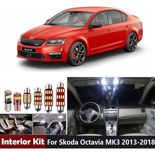 18Pcs White Canbus LED Lamp Interior Lights Bulb Kit For Skoda Octavia MK 3 MKIII 2013-2018 Dome Map License Plate Light