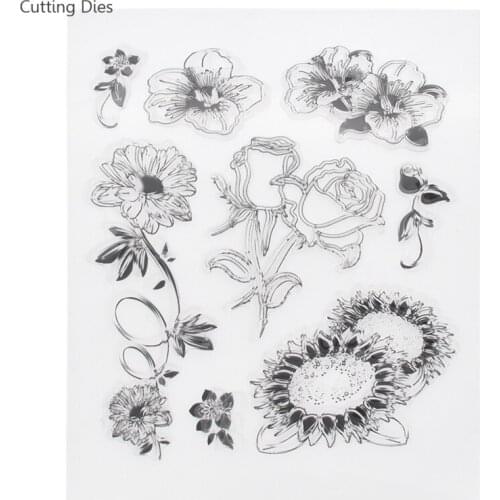 2019 Rose Flower Sunflower Transparent Silicone Clear Stamp For Diy Scrapbooking Album Decorative Rubber Stamp Stationery Craft