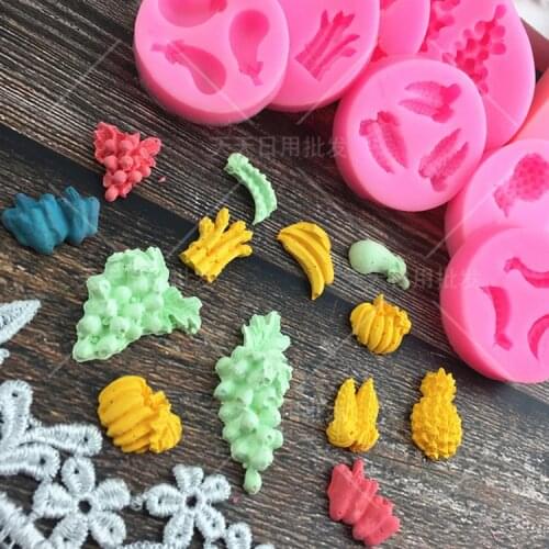 3 Holes Vegetables Fruit Silicone Mold Fondant Molds Sugar Craft Tools Chocolate Mould For Cakes