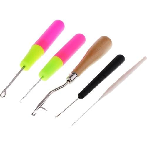 5Pcs/lot Plastic & Wood Latch Hook Crochet Needle for Hook Tool, Micro Braids Tools, s Maintenance