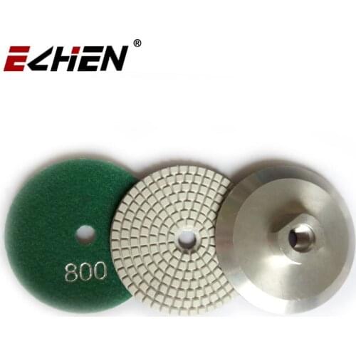 7pcs/set + Aluminum Backer Pad 100MM Diamond Flexible Polishing Pads For Stone, Granite Marble Quartz Concrete