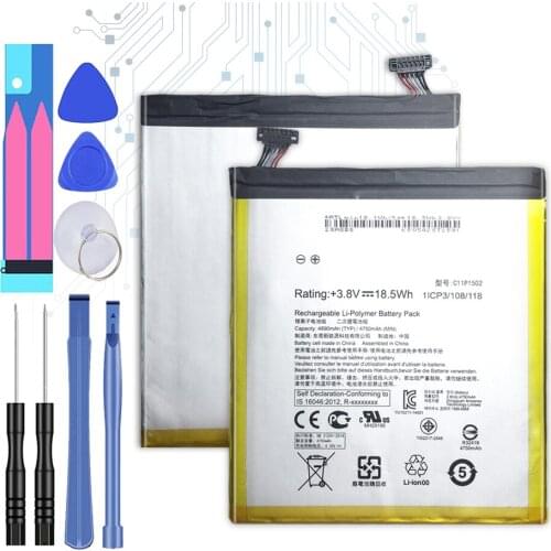 Battery For ASUS ZenPad 10 Z300C Z300CL Z300CG C11P1502 ZenPad10 Battery 4890mAh Full Capacity