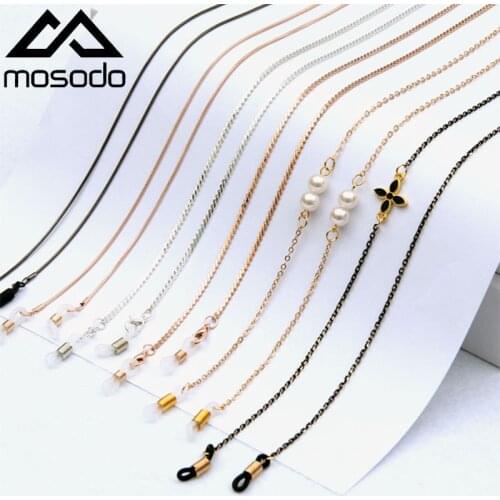 Mosodo Glasses Chain 70cm Gold Plated Jewelry Colorful Hanging Neck Metal Anti Slip Chain Mask Chain