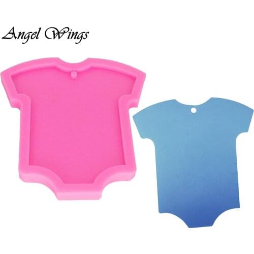DIY Shiny Baby clothes Silicone key ring Pendant with hole accessories t-shirt mold for Key Chain Craft Clay resin Molds DY0062