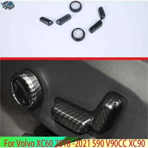 For Volvo XC60 2018 2019 S90 V90CC XC90 Carbon Fiber Style Interior Inner Seat Adjustment Switch Knob Button Cover Trim