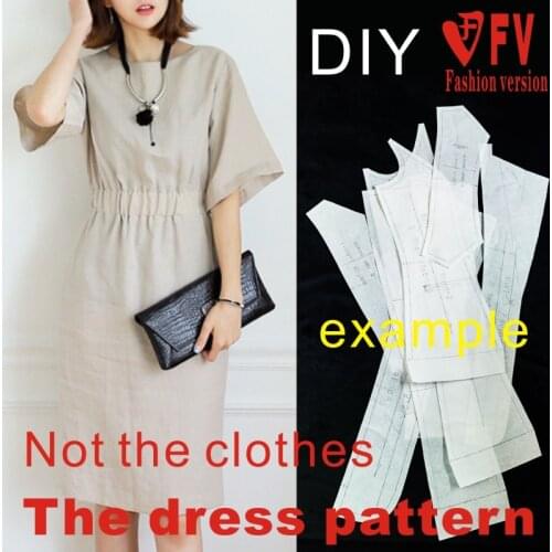 Elastic elastic waist casual dress paper pattern clothing cutting drawing sewing drawing BLQ-295