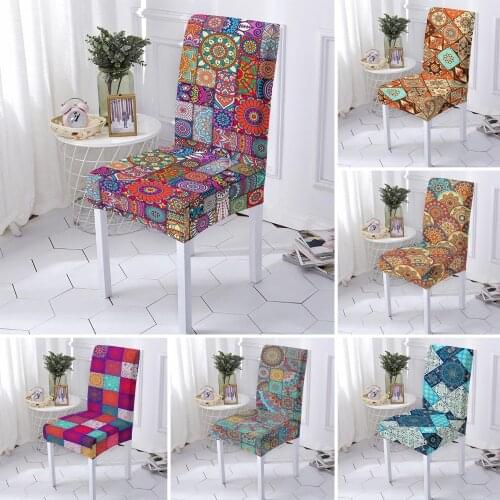 Mandala Chair Covers Elastic Stretch Flower Printing Chair Slipcovers For Dining Room Wedding Banquet Hotel Housse De Chaise