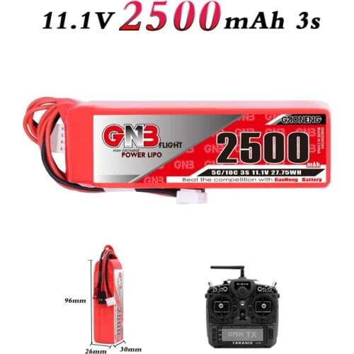 GNB GAONENG Lipo 3S 2500MAH 11.1V 5C/10C LiPo Battery for FrSky Taranis X9D X9Dplus Transmitter Remote Controller RC Parts