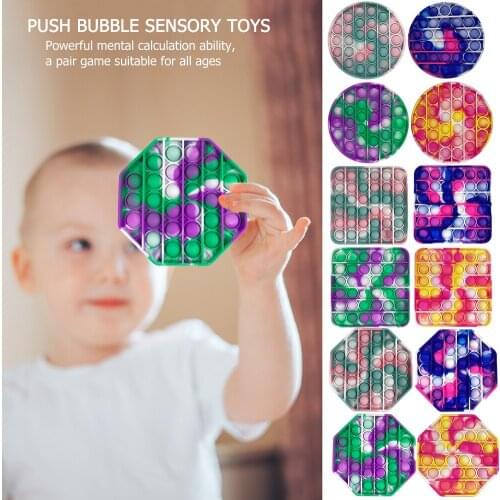 Push Bubble Early Education Puzzle Non-toxic Adult Kid Fun Autism Stress Relief Sensory Toy Silicone Squeeze Stress Reliever Toy