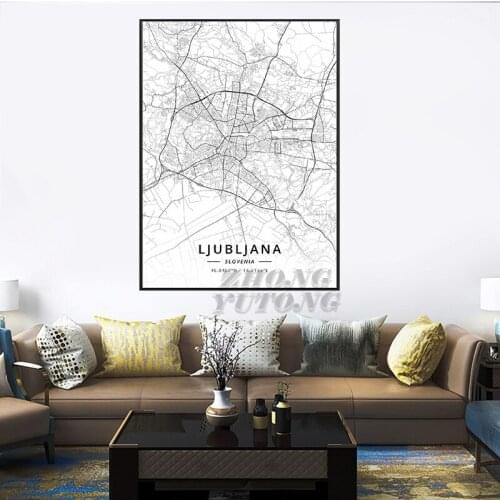 Ljubljana Maribor Slovenia Canvas Art Map Poster Art Picture Prints Home Decor Wall Poster Decoration For Living Room