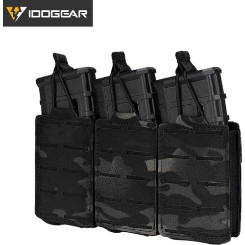 IDOGEAR Tactical LSR 556 Laser Cut Mag Pouch Triple Mag Carrier MOLLE Pouch Military Airsoft 3567