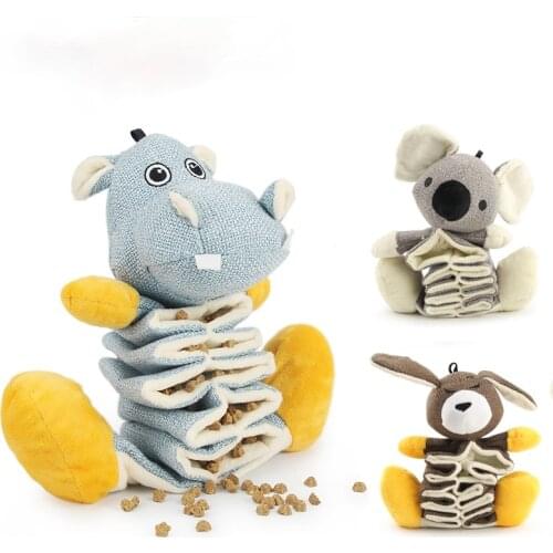 Cloth Leakage Food Dog Toy For Puppy Hippo Slow Feed Small Dog Toys Kangaroo Koala Cotton Linen Slow Eat Pet Toy