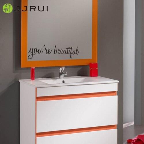 JJRUI YOU'RE BEAUTIFUL vinyl wall decal sticker bathroom mirror inspirational art 21 COLOR 11.8x3.7in