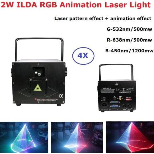 Sale 2020 New Laser Light RGB Laser Show System DMX Controller 2W Animation Laser Projector Light Dj Effect Lighting Disco Light