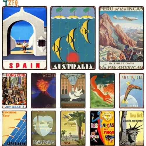 Los Angeles Orient Mexico Peru City Sign Vintage Metal Plaque Plates Decor For Pub Bar Home Tin Gift Decoration Poster DU-11051B