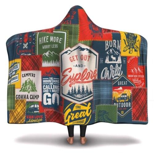 Patchwork pink green pattern Blanket Hooded Blanket 3D full print Wearable Blanket Adults men women Blanket style-2
