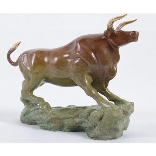 BEST GIFTS Chinese Pure Bronze 12 Animal Zodiac Year Lucky Wealth Cattle Figurine Business Gift