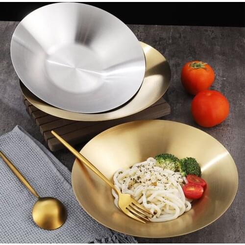 304 Stainless Steel Bowls Golden/Silver Kitchen Tableware Soup Sauce Rice Noodle Ramen Food Container Pasta Bowl