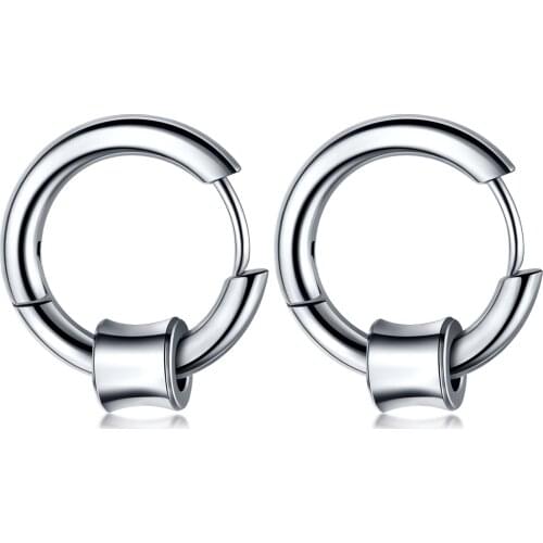 Fashion Hip Hop Mens Earring Silver Color Circle Earrings For Men Punk Rock Cool Fashion Males Ear Jewelry