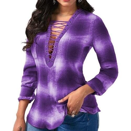 New Hot Style 2020 Autumn And Winter Womens V-neck Tie-dye Pullover Long Sleeve Top