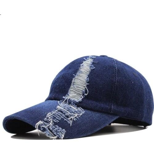 2021 Spring And Autumn Fashion Worn Denim Cap Summer Outdoor Leisure Visor Hat Trend Hole Baseball Caps Hip Hop Sport Hats