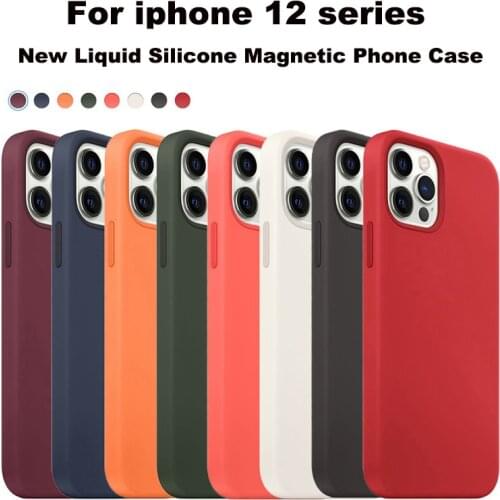 Official Genuine Liquid Silicone Case for iPhone 12 Pro Max Case Magnetic Luxury 1:1 Wireless Charge Cover for iPhone 12 Pro Max