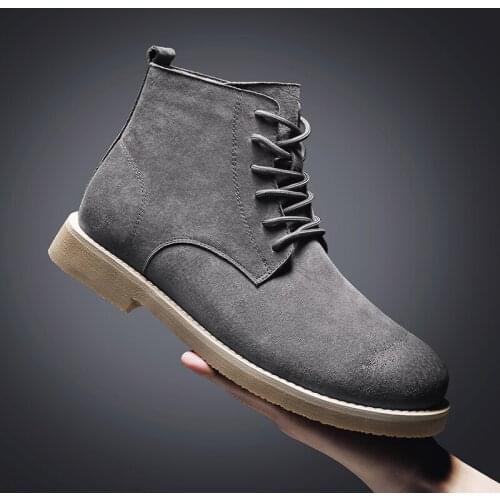 Autumn Winter Men Leather Sneakers Brown Vintage Boots For Men Brand Fashion Mens Motorcycle Designer Men Boots