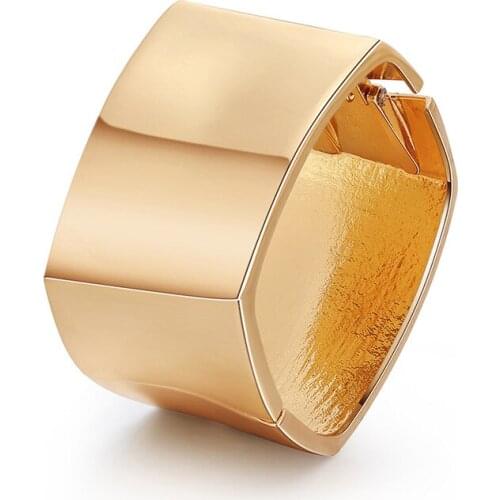 ORNAPEADIA Popular Bracelet for Women Exaggerated Personality Minimalist Wide-sided Alloy Smooth Square Cuff Bangles