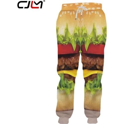 CJLM Unisex Casual Loose Sweat Pants Autumn Spring Men/women 3d Print Hamburger Sweatpants Fitness Casual Full Pants Custom
