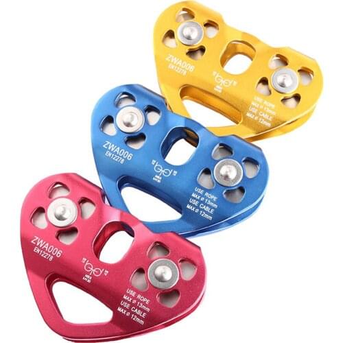 30KN Professional Rock Climbing Rescue Pulley Aluminum Alloy Fast Speed Pulley Outdoor Caving Equipment Hammock Hanging Device