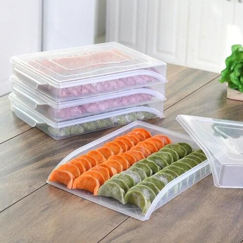 Transparent Dumplings Fresh-keeping Box Refrigerator Food Container Storage Case with Lid