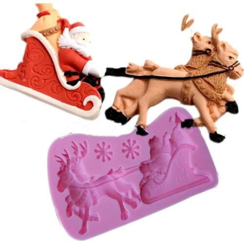Christmas Santa Claus Deer Shape Chocolate Candy Jello 3D Silicone Fondant Mold Silicone Cake Mold