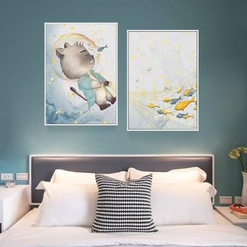 Cartoon Cat Posters And Prints Canvas Oil Painting Wall Art Pictures For Living Room Kids Bedroom Nursery Cuadros Home Decor