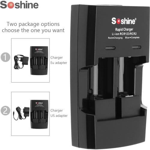 SC-S5 2Slot Li-ion RCR123/RCR2 Rapid Battery Smart Charger with LED Indicator EU/US Plug for 14250/CR2/16340/17335/15266 Battery