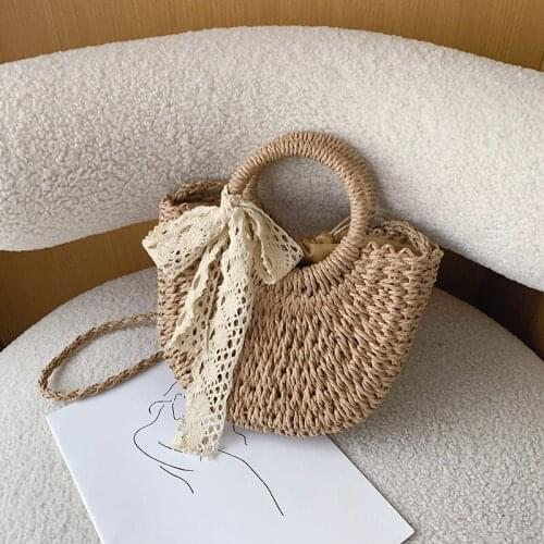 Straw Bag Women Bag 2021 New Scarf Hand Woven Bag Literary Leisure Fold Shoulder Messenger Bag Handbag Tote Bag