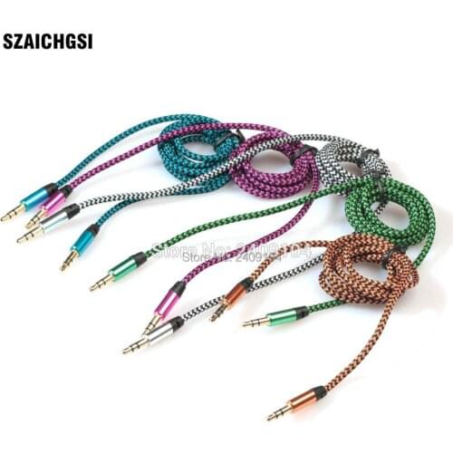SZAICHGSI Nylon Braided Male to Male Jack Audio Cable Stereo Extension Cord For CD Player DVD Phone Car Sound Speaker 1000pcs