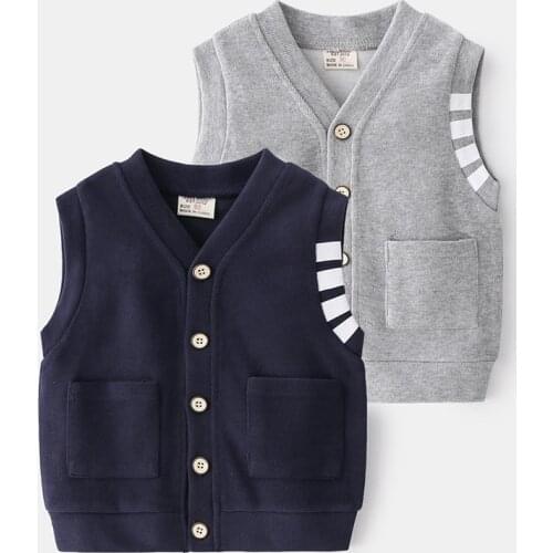 Yocute Spring Kids Clothes New Casual Cute Boys Single Breasted Vest Children Top Trendy Little Gentleman Two Color Small Vest