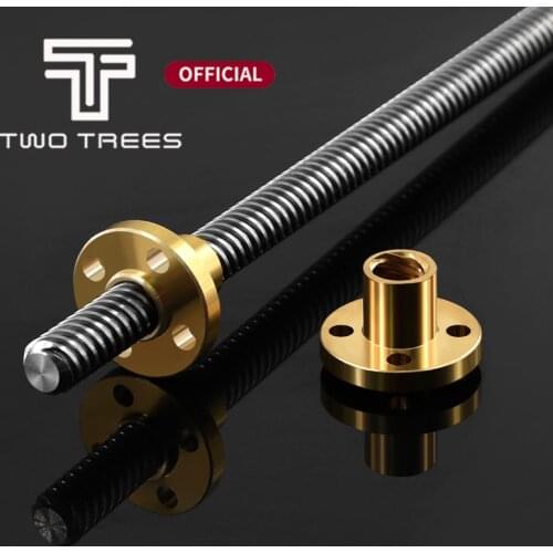 T8 Lead Screw OD 2mm Lead 2mm Length 200 350 300 350 375 400 500 with Brass Nut for Reprap 3D Printer Z Axis Pitch 2mm