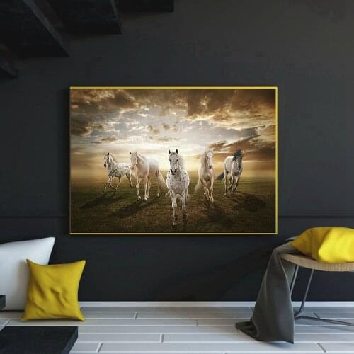 Prancing Horses Vintage Home Decoration Animals Wall Art Canvas Print Horse Painting for Dining Room Wall Decor Dropship Custom