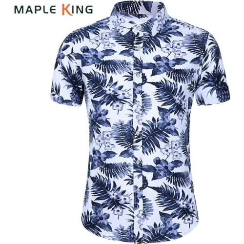 Vintage Designer Shirts For Men Korean Clothes Floral Printed Slim Short Sleeve Holiday Vacation Hawaiian Shirt Mens Blusas 7XL