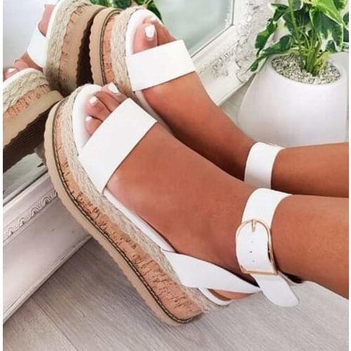 Womens Leisure Muffin Bottom Slope Heel Large Sandals Summer Platform Wedges Peep Toe Sandals Female Shoes Large 35 To 43