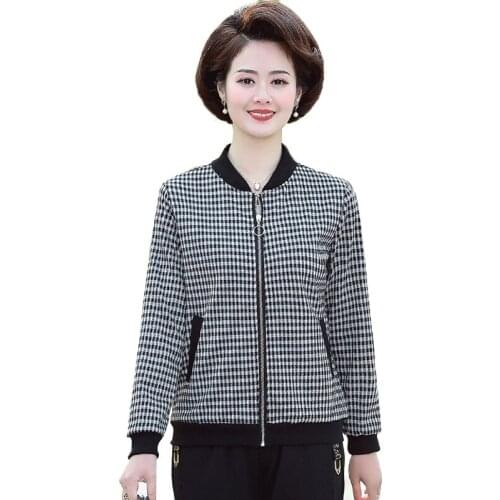 Women Lattice Jackets New 2020 Spring Autumn Thin Coat Fashion Womens Jacket Short Zipper Casual Outerwear Tops Plus Size 5XL