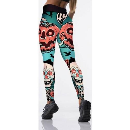 Women High Waist Sport Leggings Skull 3D Print Quick Dry Jogging Tights Trouser Girls Gym Workout Fitness Running Pants For Yoga
