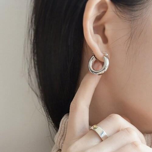 Foxanry 925 Sterling Silver U-Shape Stud Earrings for Women France Gold Plated Trendy Elegant Bride Jewelry Gift Prevent Allergy