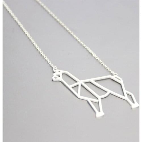 1pc Big Origami Baby Dog Poodle Stainless Steel Necklace Custom Chain Statement Necklaces Kids Women Girls Hip Hop jewelry