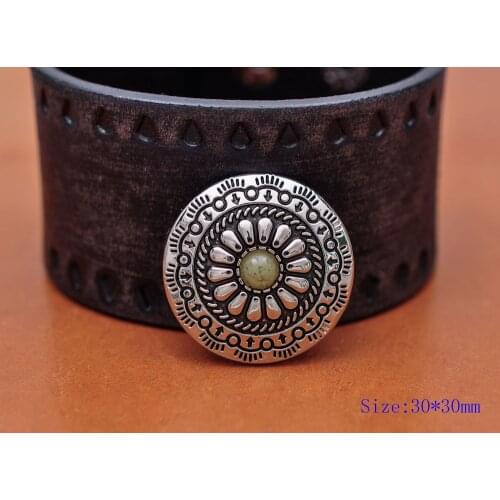 10pcs 30X30mm Antique Silver Tribal BEIGE Turquoise Bead Sun Floral Leathercraft Saddles Belt Handbag Decor Conchos Screwback