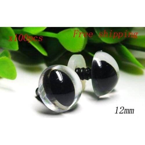 100pcs--12mm transparent Safety Eyes/Plastic Cat Doll eyes Handmade Accessories For Bear Doll Animal Puppet Making