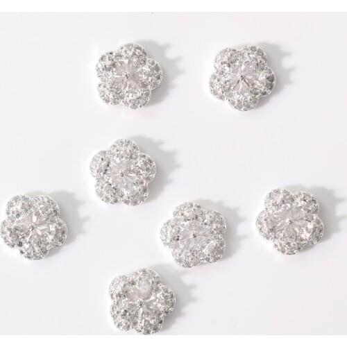 2pcs 3 Colors Luxury Zircon Flower Crystal Rhinestones For Nails Alloy Gold Nail Art Decorations Charms 3D Flower Luxury Gems