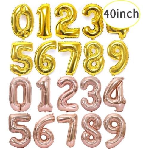 40 Inch Big Foil Birthday Balloons Air Helium Number Balloon Figures Happy Birthday Party Decorations Kid Baloons Birthday Balon