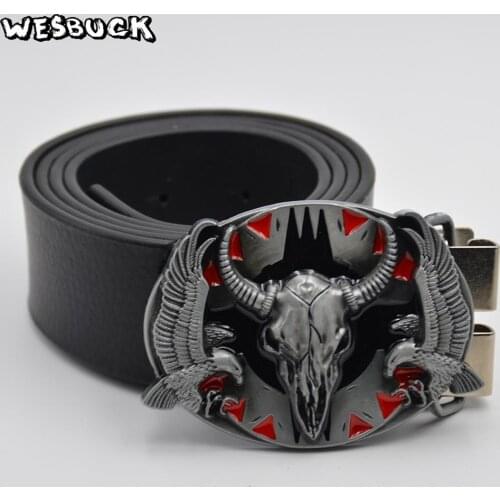 5 PCS MOQ WesBuck Brand Mens Good Plating Bull Head Eagle Metal Belt Buckle Cowboy Belts Buckles Suitable 4cm Width Belt